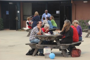 lunch with blue balloon