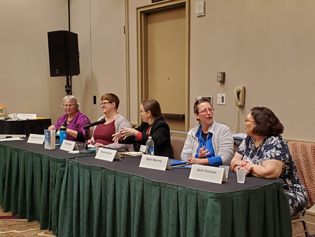 (l to r) Heather Rose Johnson, Vylar Kaftan (m), Marie Brenan, Beth Barany, Beth Plutchak