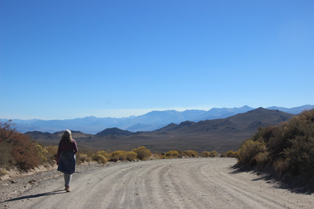 Linda in a downhill landscape